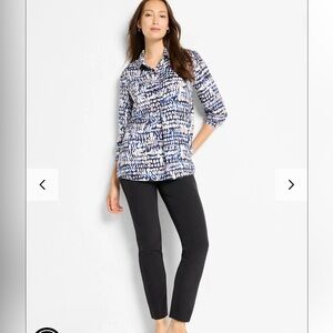 NIC + ZOE BLACK & SILVER PATTERNED STRAIGHT LEG ANKLE LENGTH SIDE ZIP PANTS SZ 4